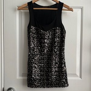 The Limited Black and Silver Sequin Tank Top